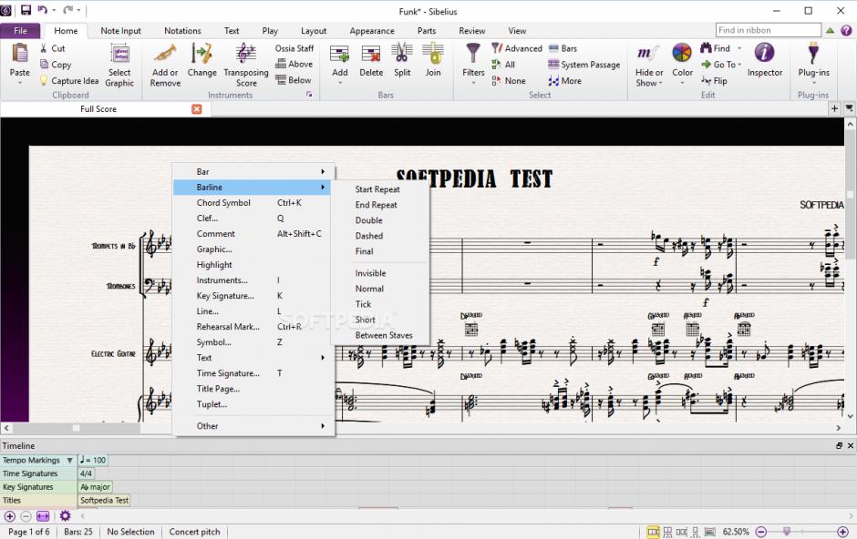 Sibelius main screen