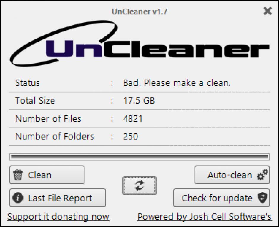 UnCleaner main screen