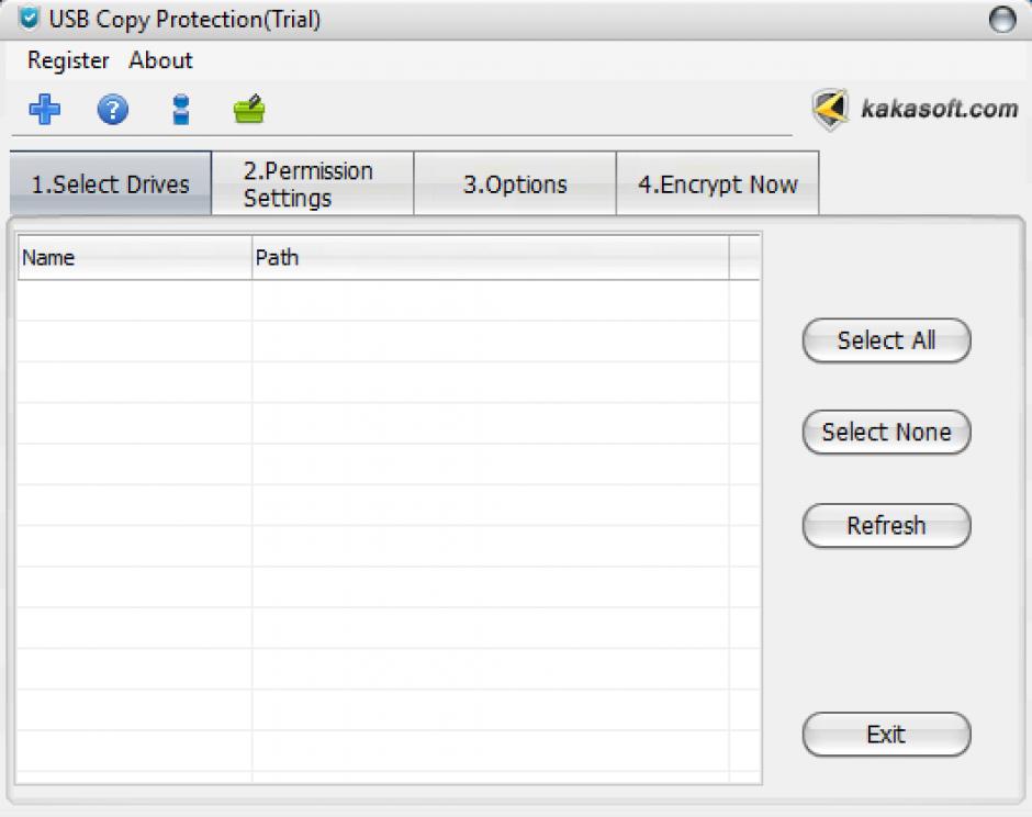 USB Copy Protection main screen