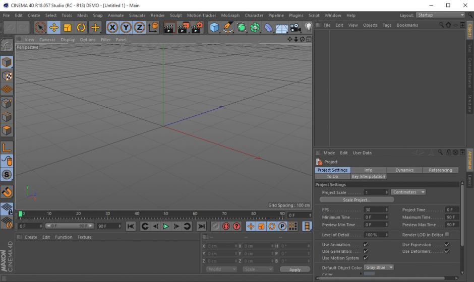 Cinema 4D main screen