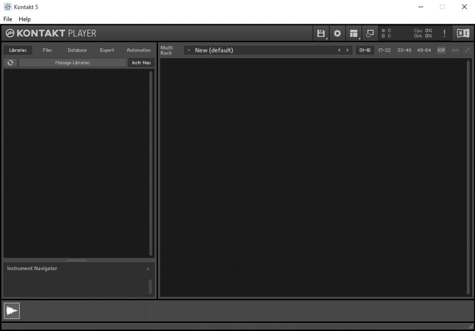 Kontakt main screen