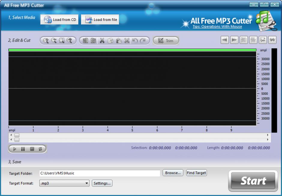 All Free MP3 Cutter main screen