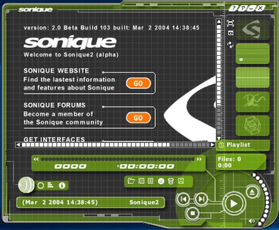 Sonique2 main screen
