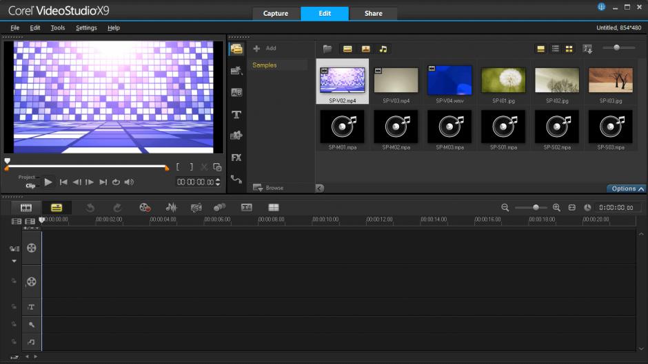Corel VideoStudio Ultimate X9 main screen