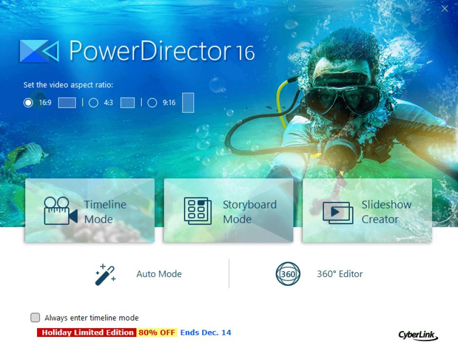 CyberLink PowerDirector main screen