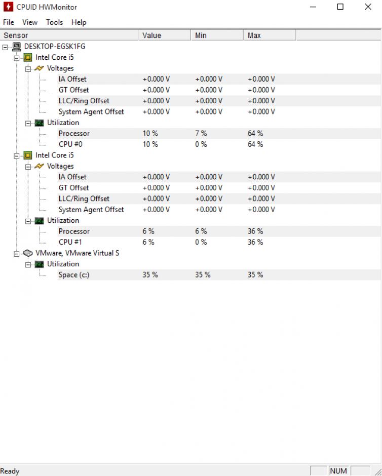 HWMonitor main screen