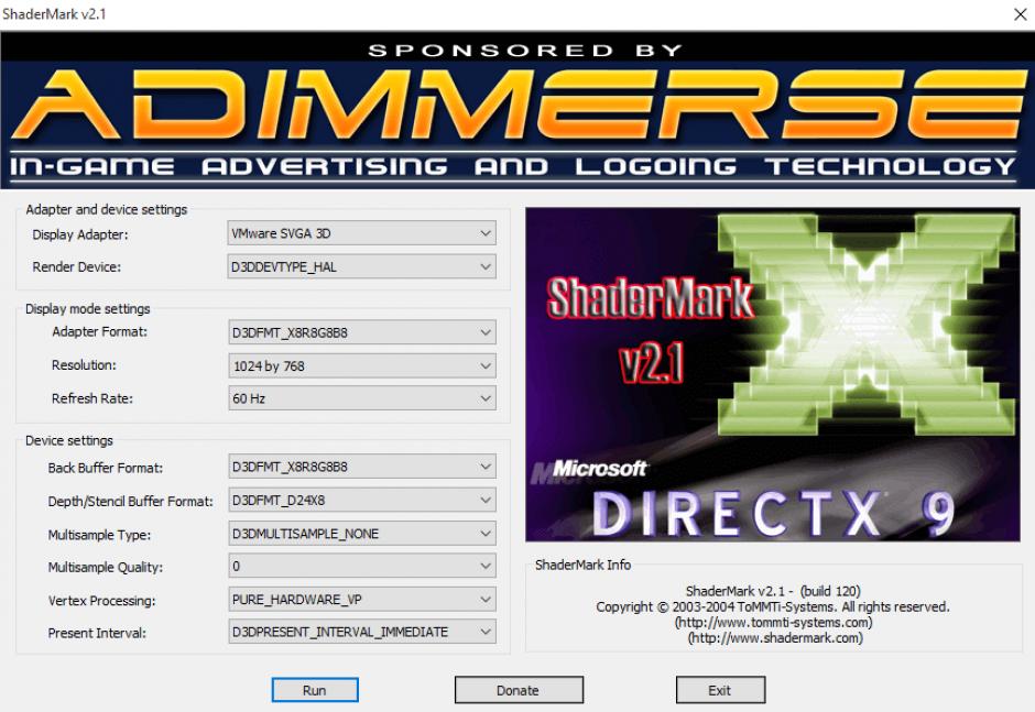 ShaderMark main screen