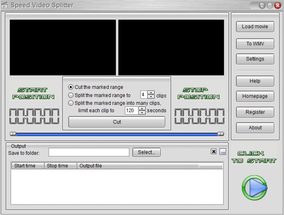 Speed Video Splitter main screen