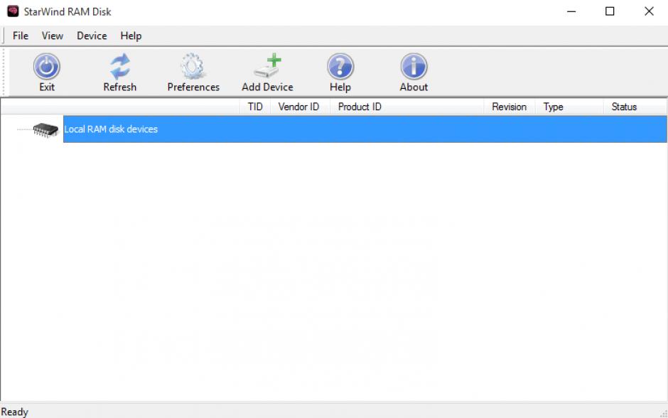 StarWind RAM Disk main screen