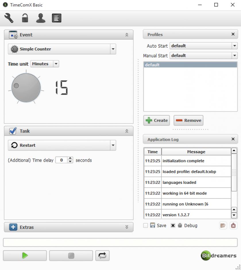 TimeComX Basic main screen