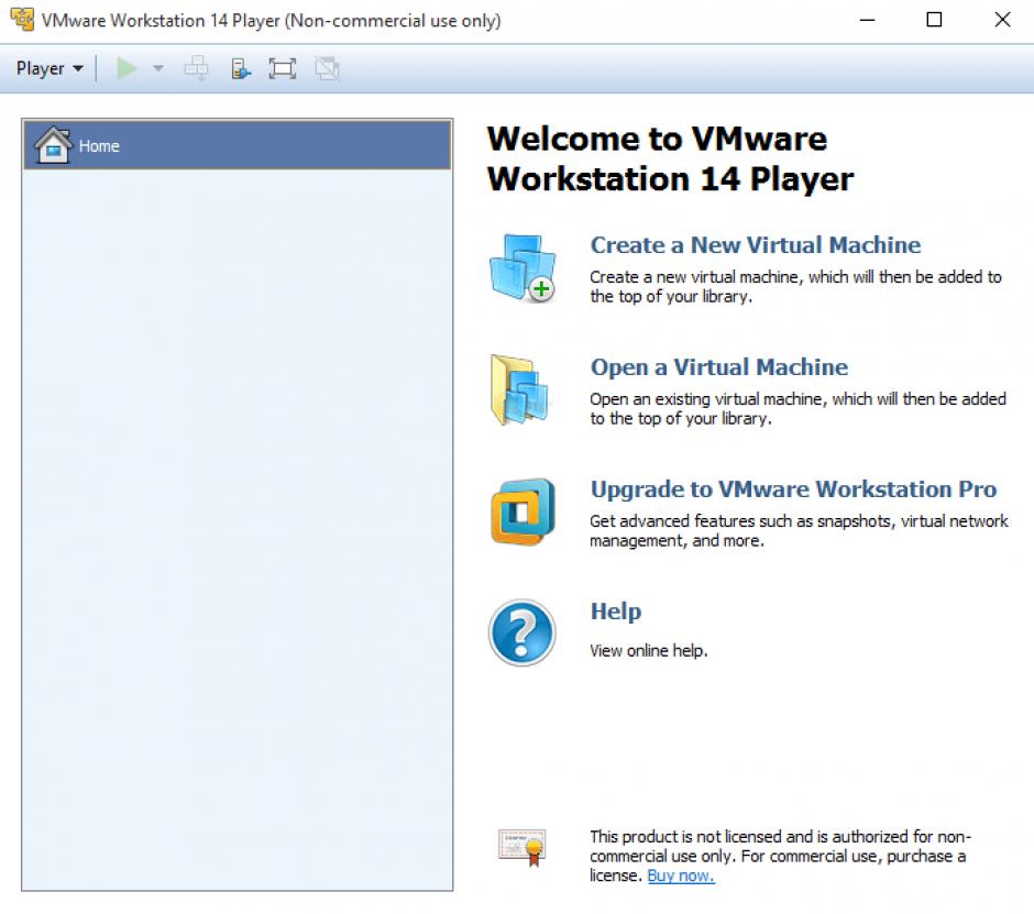 VMware Workstation Player main screen