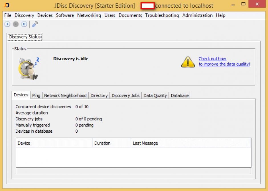 JDisc Discovery main screen