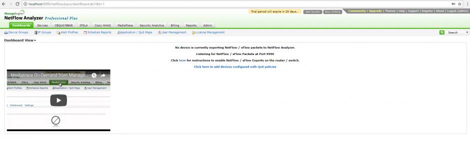 ManageEngine NetFlow Analyzer main screen