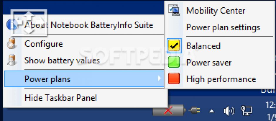 Notebook BatteryInfo Suite main screen