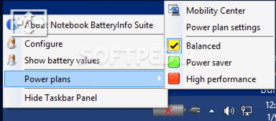 Notebook BatteryInfo Suite main screen