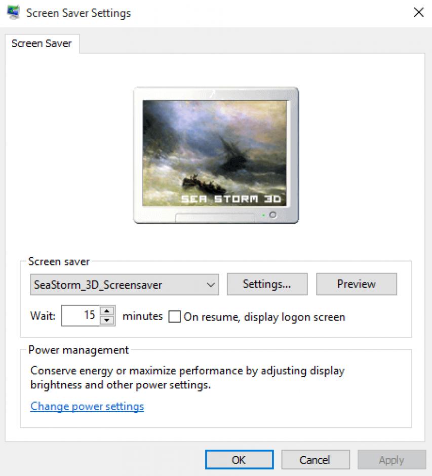 SeaStorm 3D Screensaver main screen