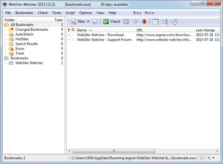 screenshot of program