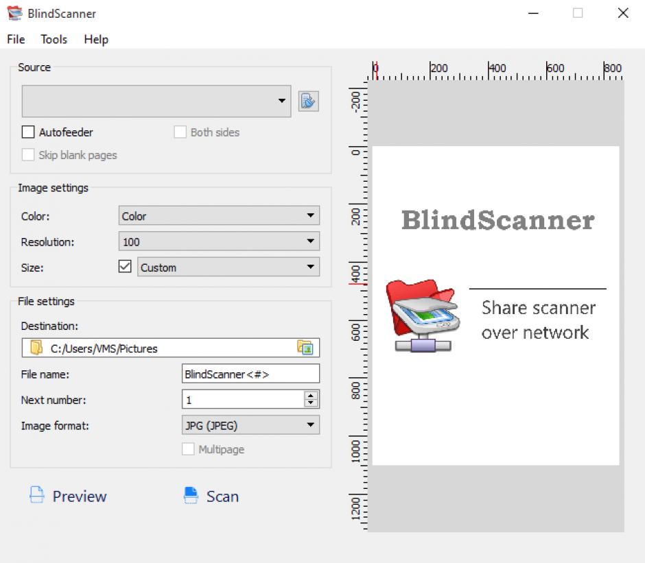 BlindScanner main screen