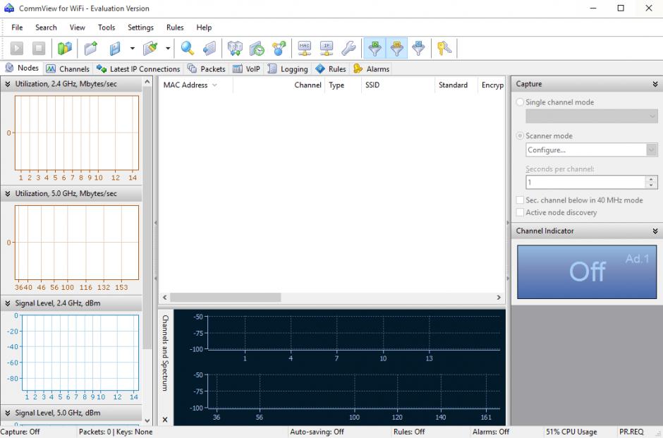 CommView for WiFi main screen