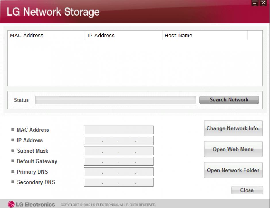 LG NAS Detector main screen