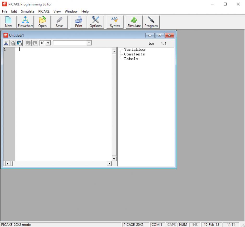 Programming Editor main screen