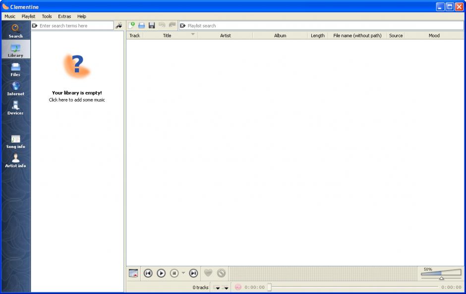 Clementine main screen