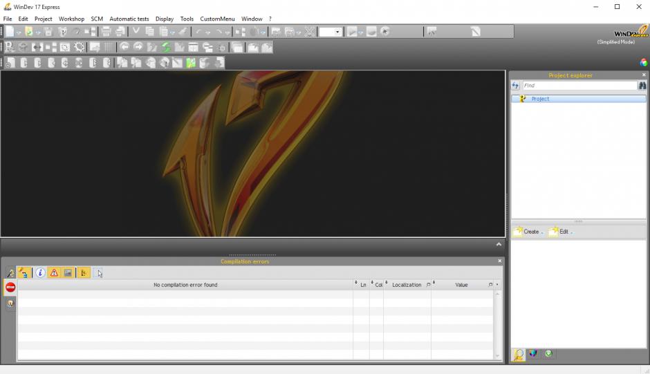 WinDev 17 Express main screen