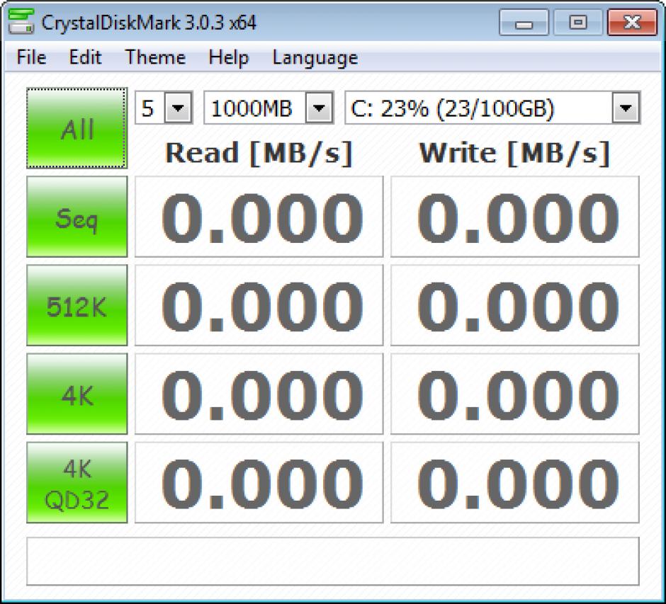 CrystalDiskMark main screen