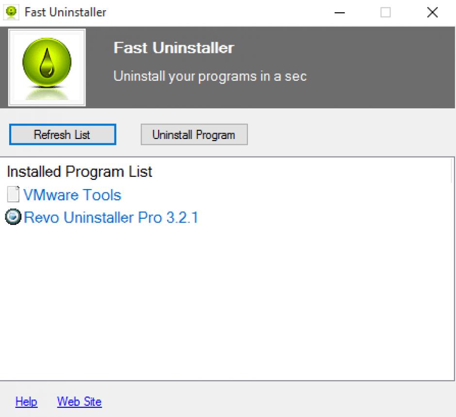 Fast Uninstaller main screen