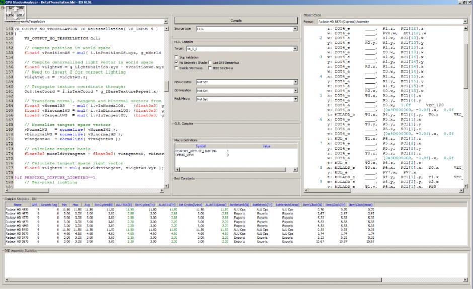 GPU Shader Analyzer main screen