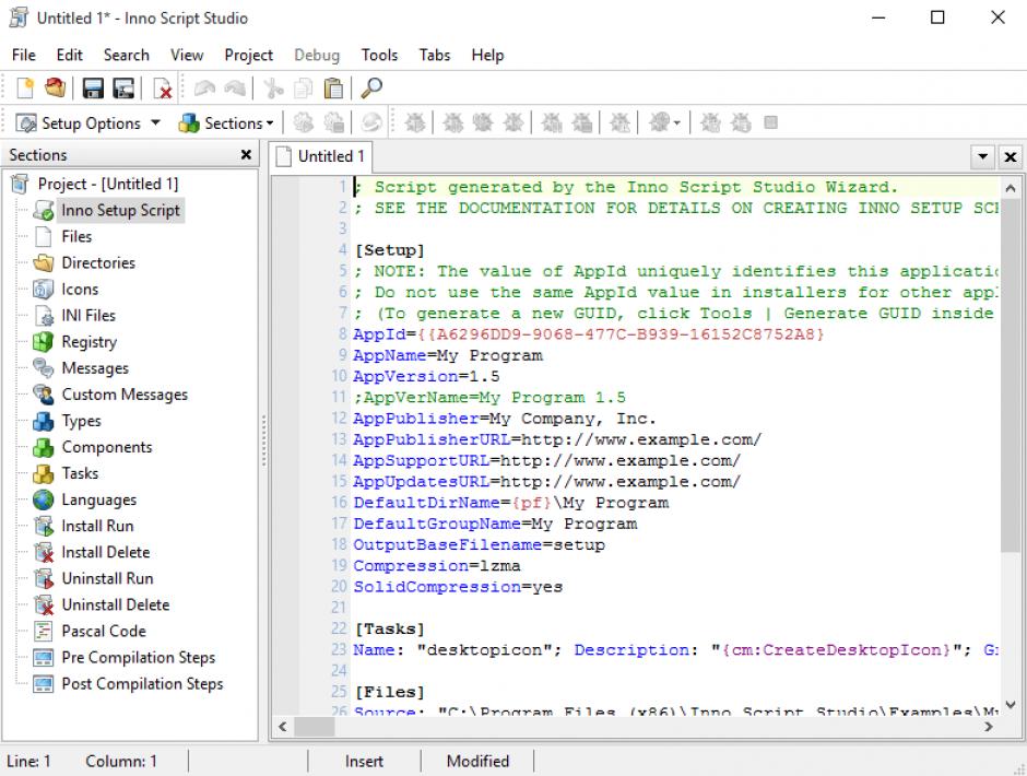 Inno Script Studio main screen