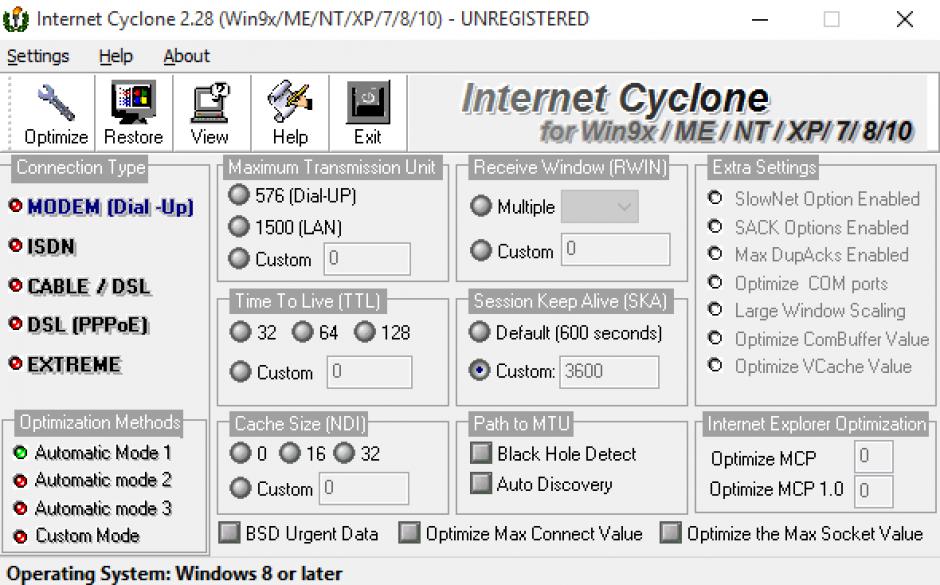 Internet Cyclone main screen
