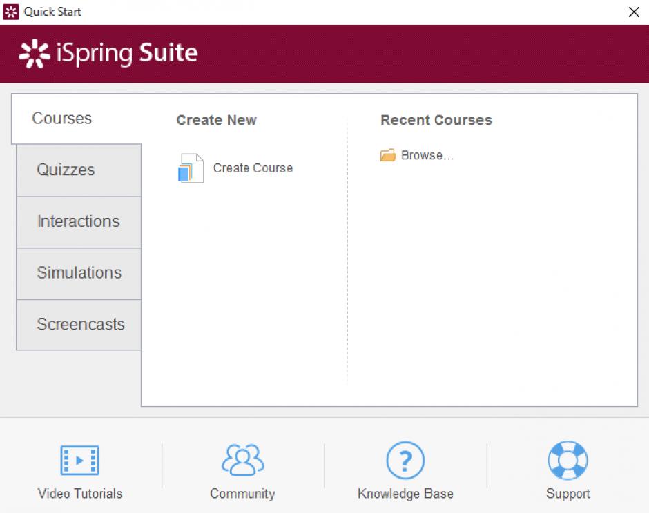 iSpring Suite main screen