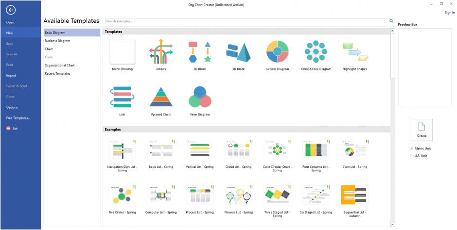 Org Chart Creator main screen