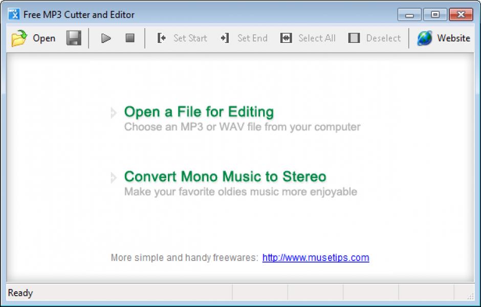 Free MP3 Cutter and Editor main screen