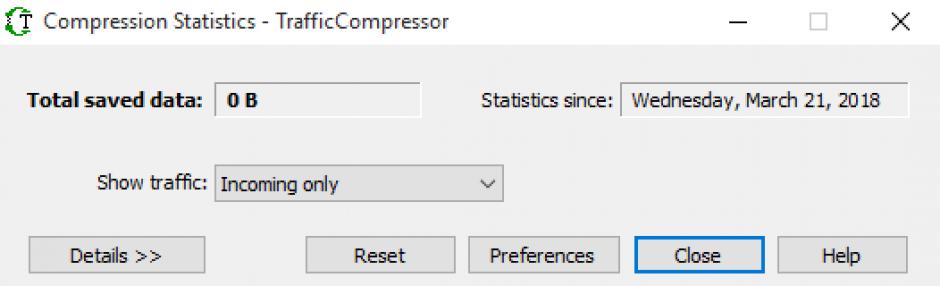 TrafficCompressor main screen