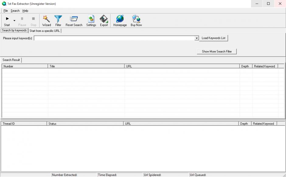 1st Fax Extractor main screen