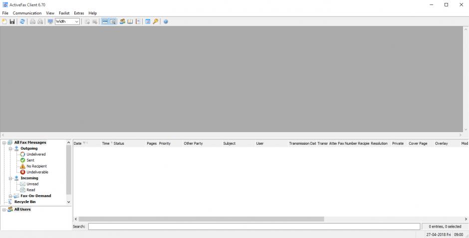 ActiveFax main screen