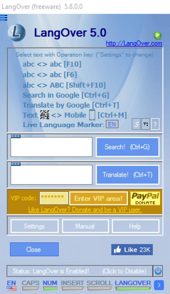 screenshot of program