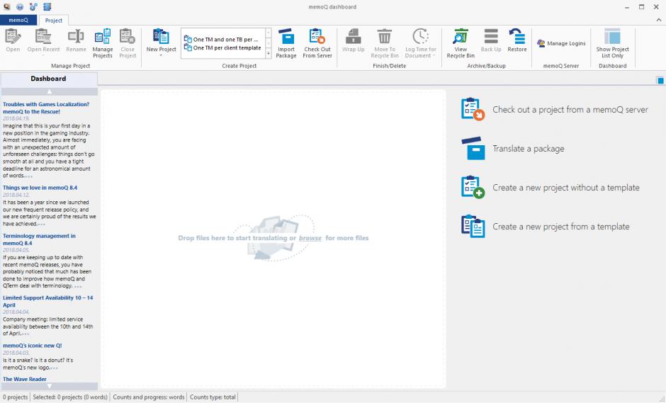 memoQ main screen