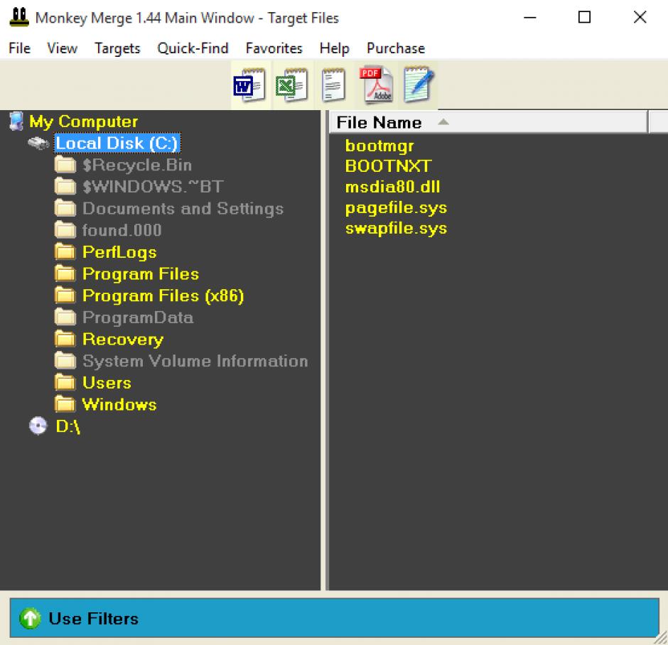 screenshot of program