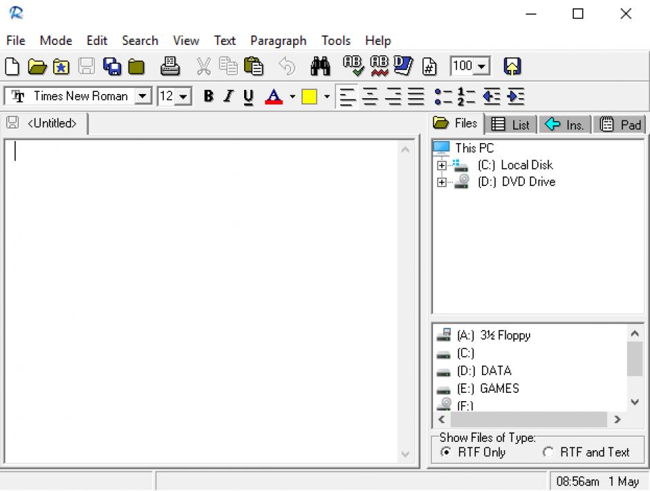 screenshot of program