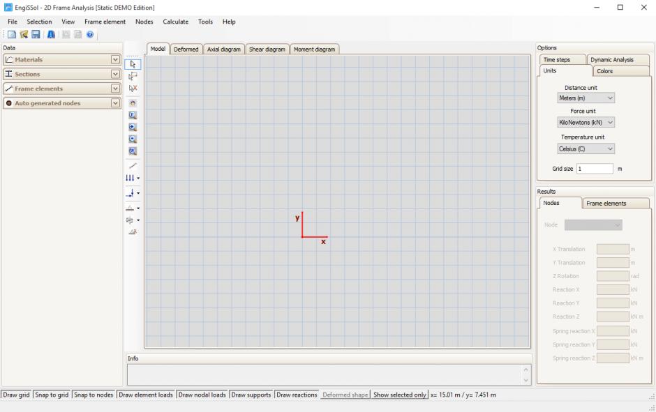 2D Frame Analysis main screen