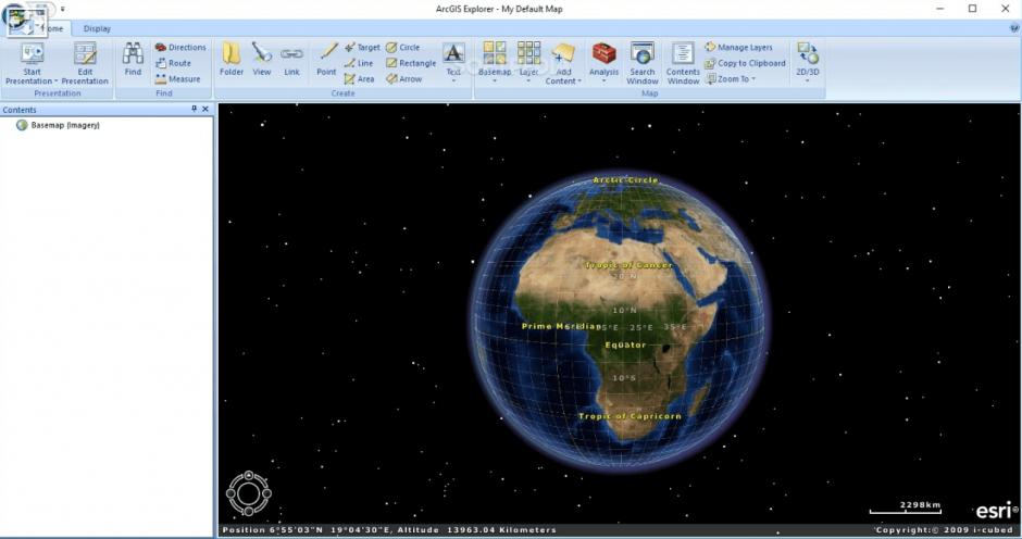 ArcGIS Explorer Desktop main screen
