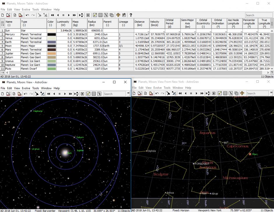 AstroGrav main screen