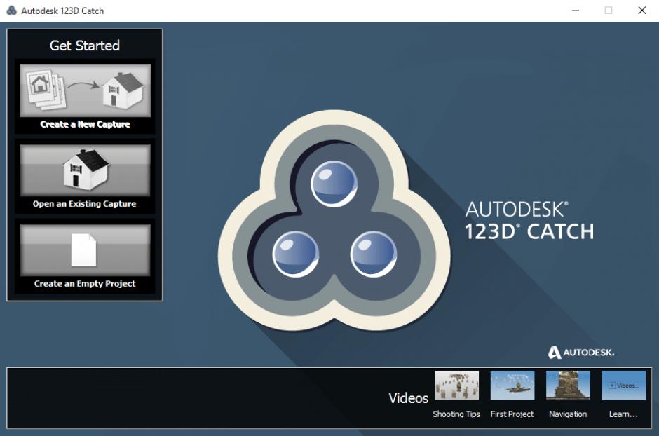 Autodesk 123D Catch main screen