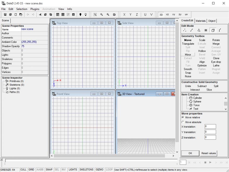 DeleD 3D Editor main screen