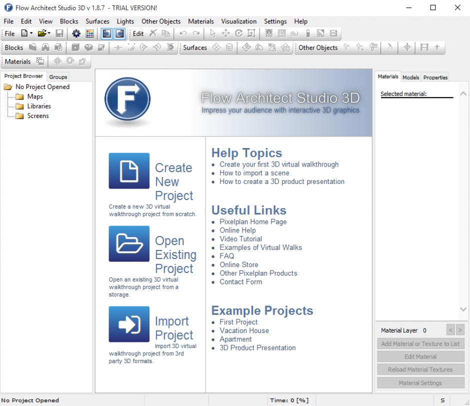 Flow Architect Studio 3D main screen