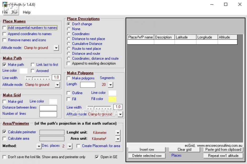 screenshot of program