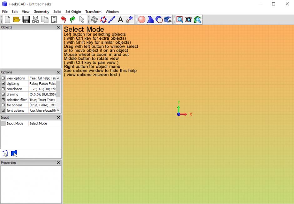 HeeksCAD main screen